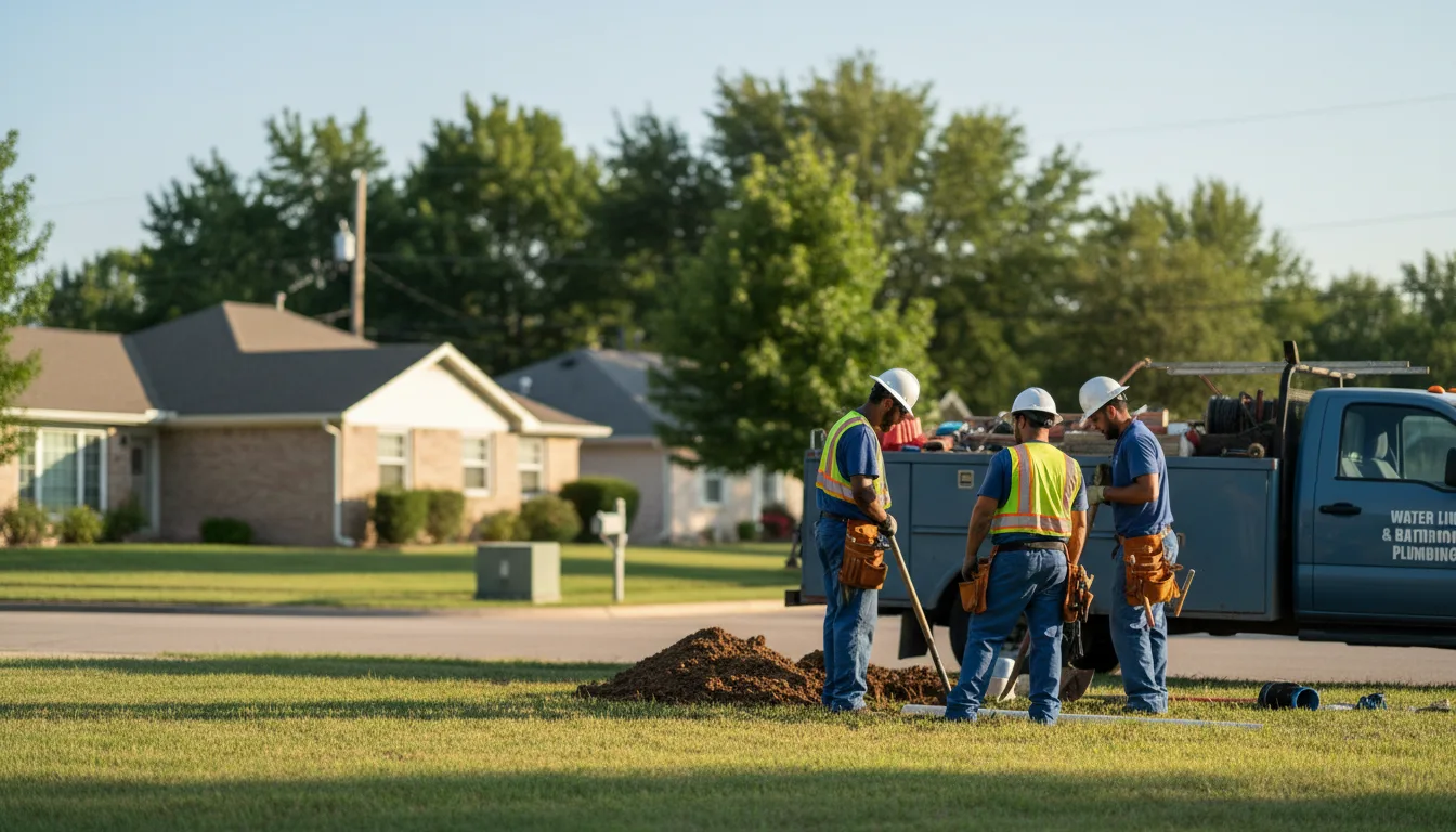 Residential water line and bathroom plumbing service in Prue, OK